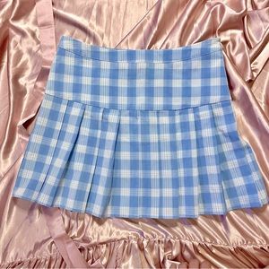 DOLLS KILL Blue Preppy plaid pleated mini skirt 90’s Clueless schoolgirl vibes